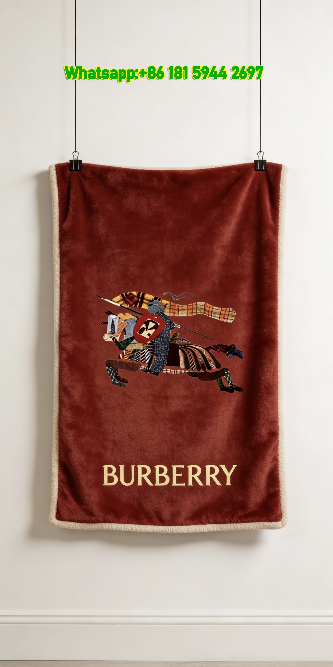 Burberry Equestrian Knight Flannel Fleece Sofa Throw Blanket B174